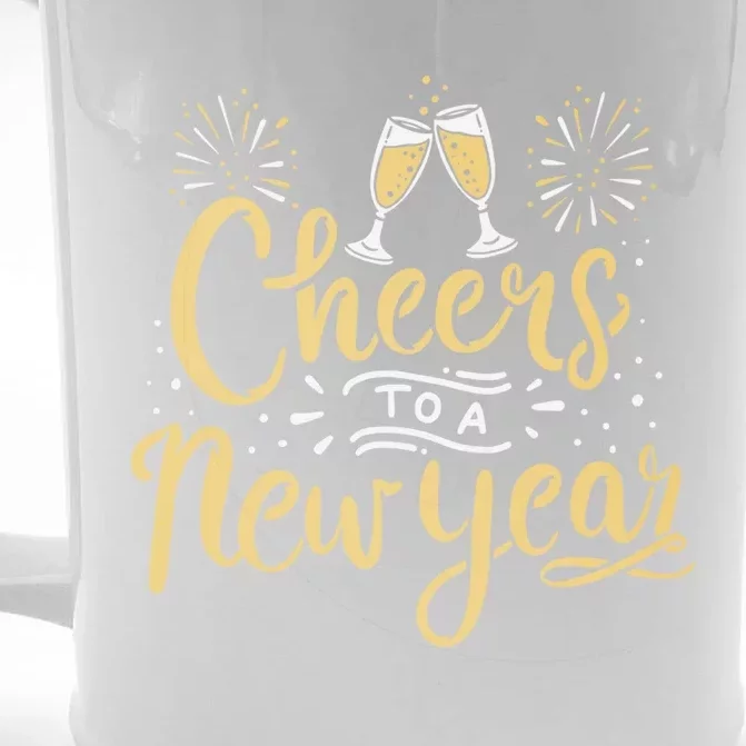 M156 Cheer To A New Year Funny Happy New Year Wine Party Gift Front & Back Beer Stein