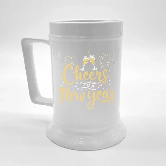 M156 Cheer To A New Year Funny Happy New Year Wine Party Gift Front & Back Beer Stein