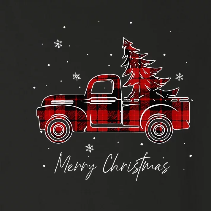 Merry Christmas Tree Buffalo Plaid Red Truck family matching Toddler Long Sleeve Shirt