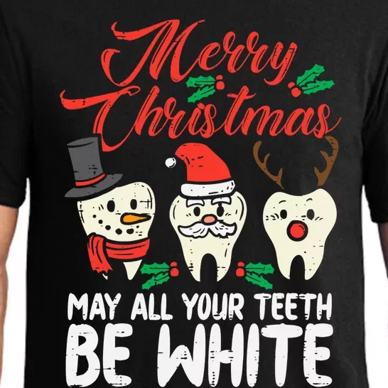 Merry Christmas Teeth Be White Funny Dentist Xmas Dental Gift Pajama Set