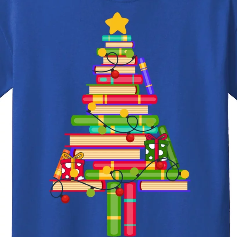 Merry Christmas Tree Love Reading Books Christmas Tree Funny Cute Gift Kids T-Shirt