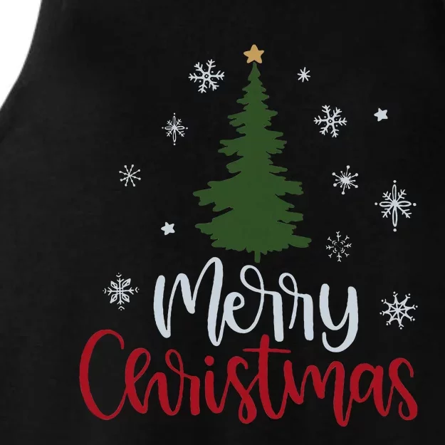 Merry Christmas Tree Christmas Ladies Tri-Blend Wicking Tank