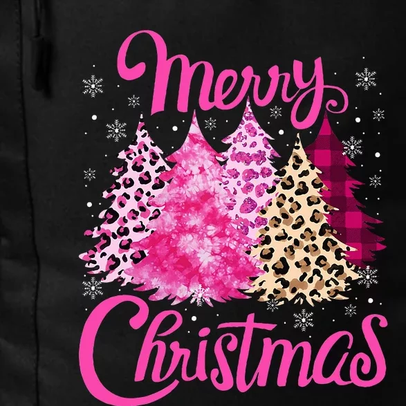 Merry Christmas Tree Pink Funny Xmas Leopard Matching Family Daily Commute Backpack