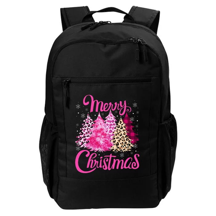 Merry Christmas Tree Pink Funny Xmas Leopard Matching Family Daily Commute Backpack