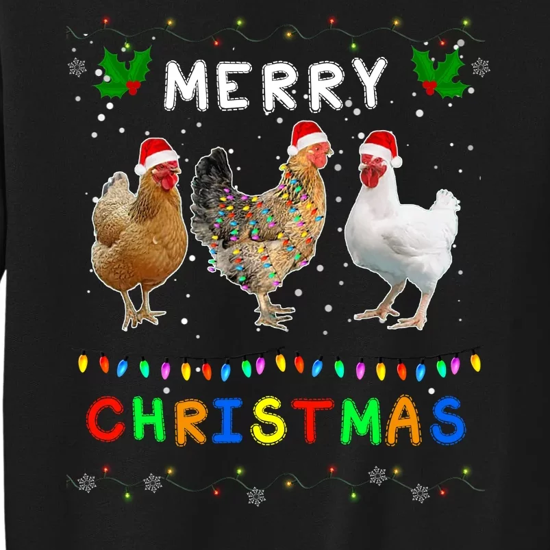 Merry Christmas Three Chickens Lights Funny Sweatshirt