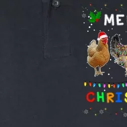 Merry Christmas Three Chickens Lights Funny Softstyle Adult Sport Polo