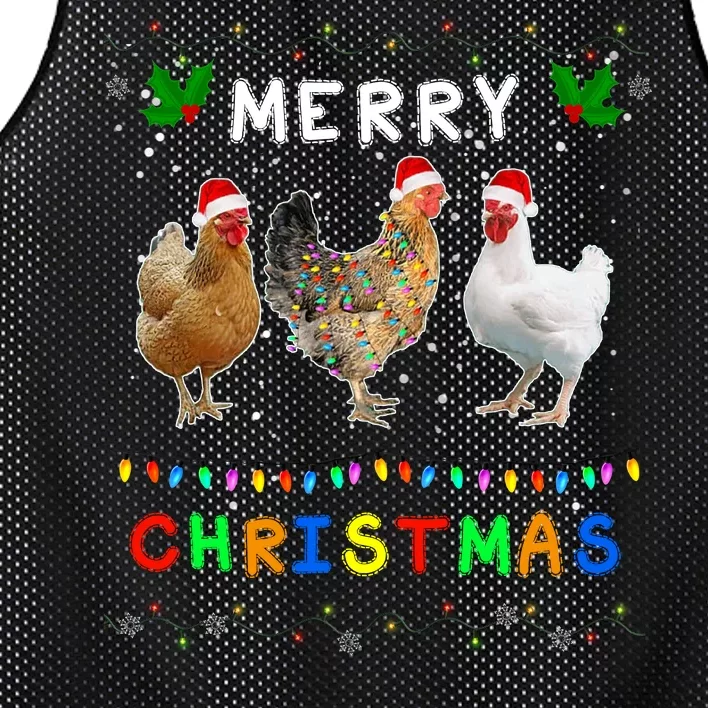 Merry Christmas Three Chickens Lights Funny Mesh Reversible Basketball Jersey Tank