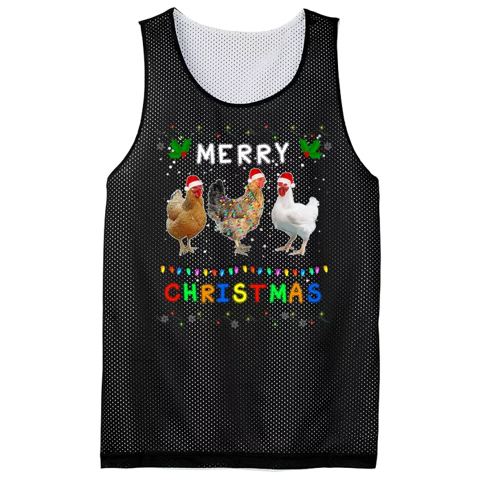 Merry Christmas Three Chickens Lights Funny Mesh Reversible Basketball Jersey Tank