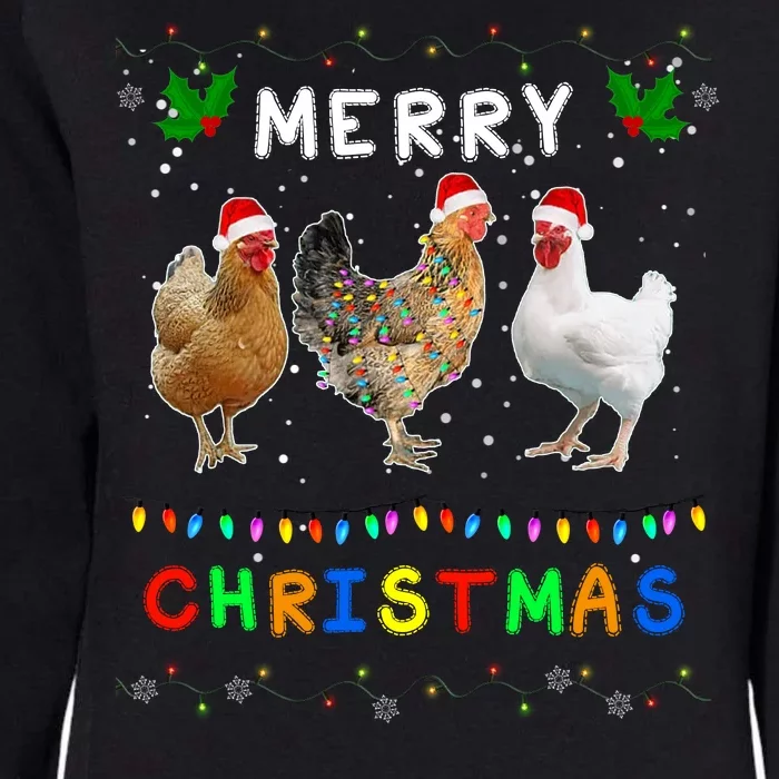 Merry Christmas Three Chickens Lights Funny Womens California Wash Sweatshirt