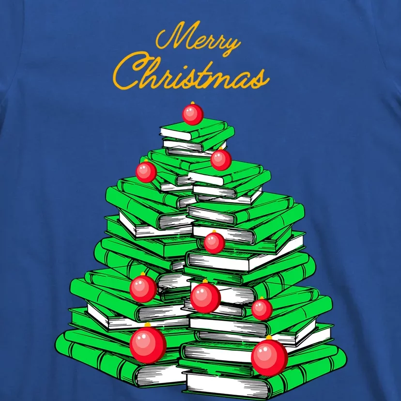 Merry Christmas Tree Gift Love Reading Books Librarian Nerd Meaningful Gift T-Shirt