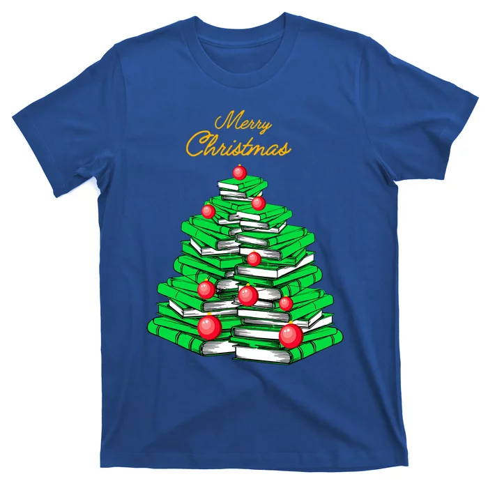 Merry Christmas Tree Gift Love Reading Books Librarian Nerd Meaningful Gift T-Shirt