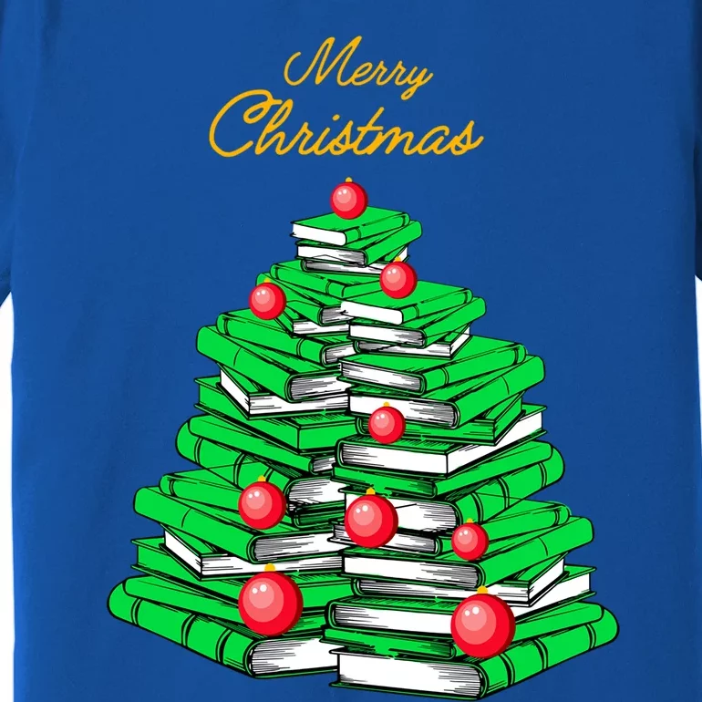 Merry Christmas Tree Gift Love Reading Books Librarian Nerd Meaningful Gift Premium T-Shirt