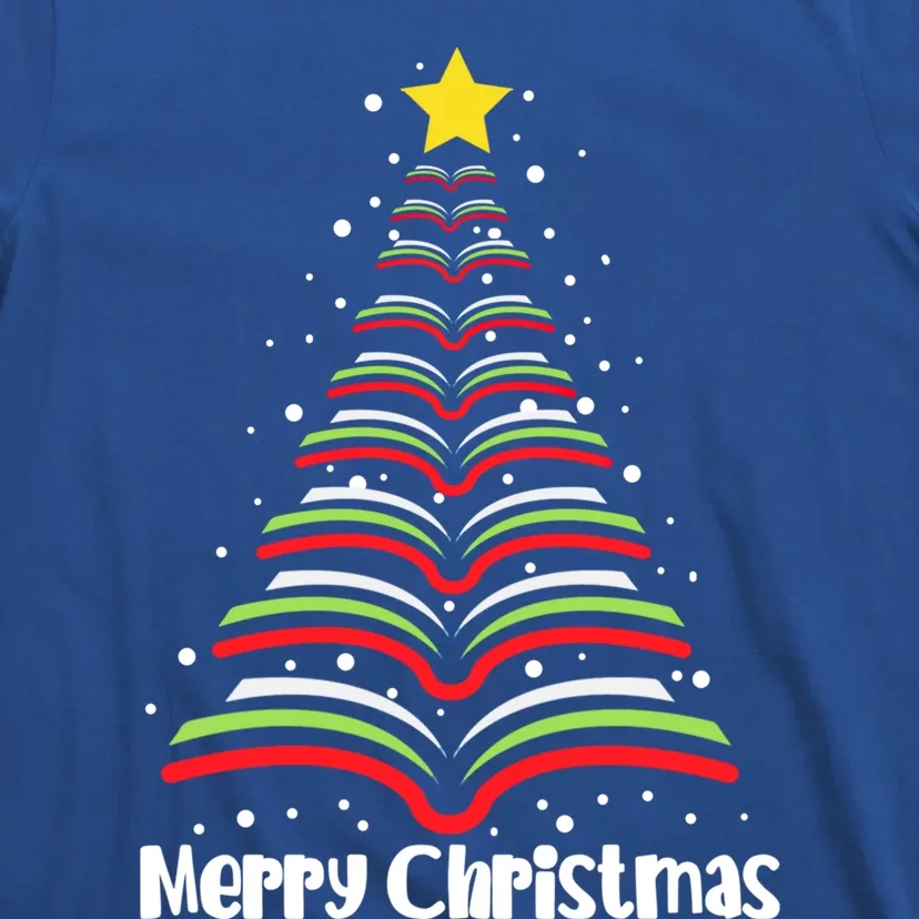 Merry Christmas Tree Love Reading Books Librarian Nerd Meaningful Gift T-Shirt