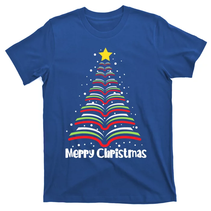 Merry Christmas Tree Love Reading Books Librarian Nerd Meaningful Gift T-Shirt