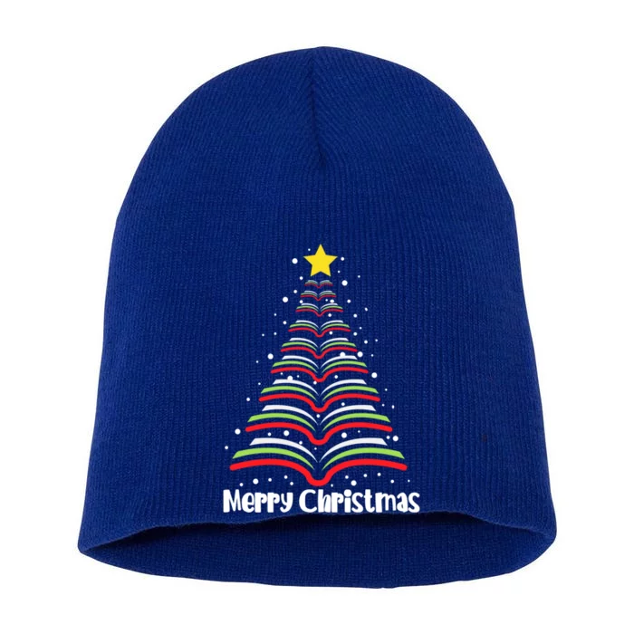 Merry Christmas Tree Love Reading Books Librarian Nerd Meaningful Gift Short Acrylic Beanie