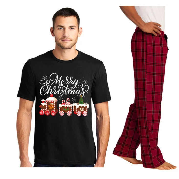 Merry Christmas Train Santa Claus Gingerbread House Pajamas Pajama Set