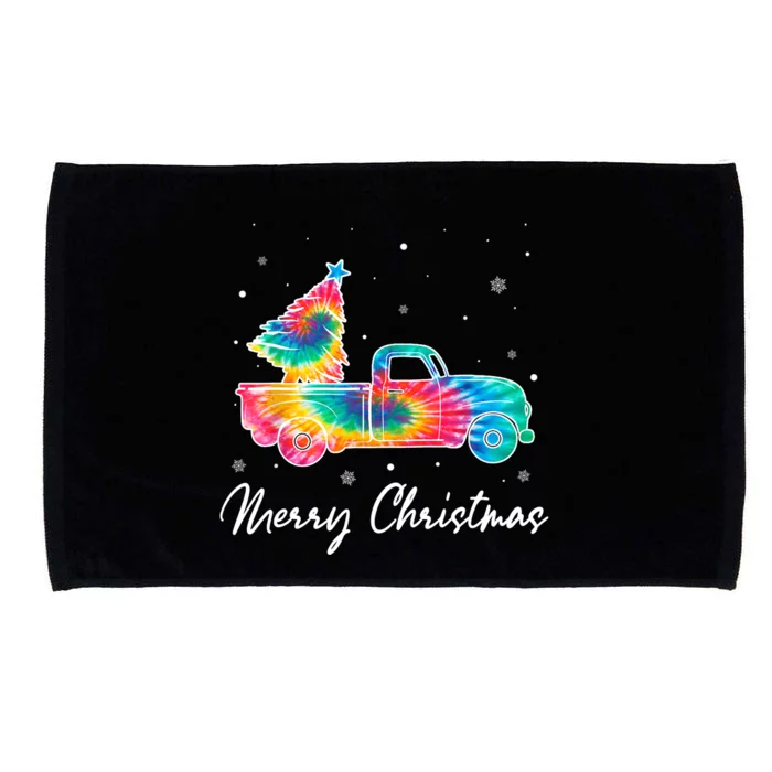 Merry Christmas Truck Tree Tie Dye Funny Holiday Girls Wo Microfiber Hand Towel