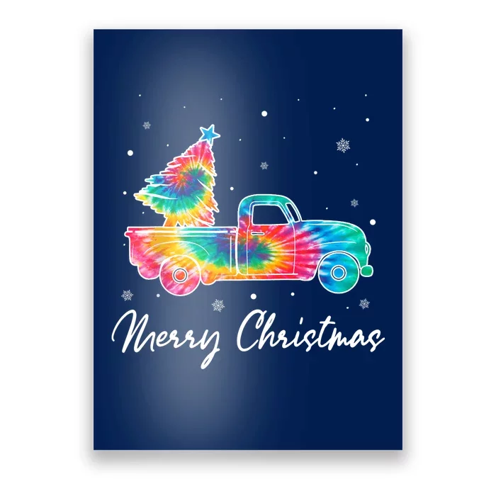 Merry Christmas Truck Tree Tie Dye Funny Holiday Girls Wo Poster