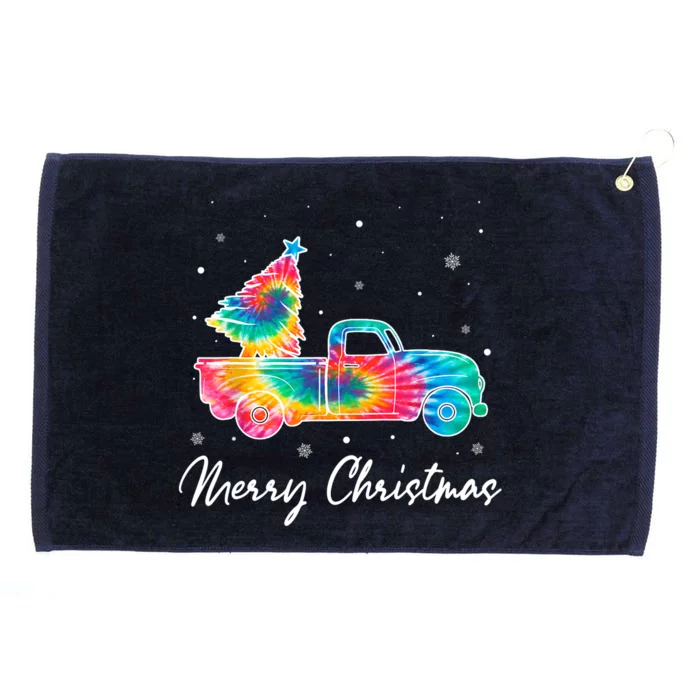 Merry Christmas Truck Tree Tie Dye Funny Holiday Girls Wo Grommeted Golf Towel