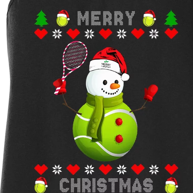 Merry Christmas Tennis Ugly Christmas holiday Women's Racerback Tank