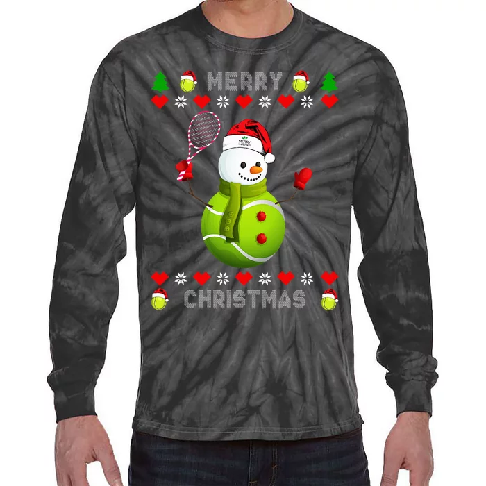 Merry Christmas Tennis Ugly Christmas holiday Tie-Dye Long Sleeve Shirt