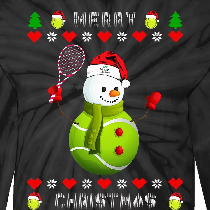 Merry Christmas Tennis Ugly Christmas holiday Tie-Dye Long Sleeve Shirt