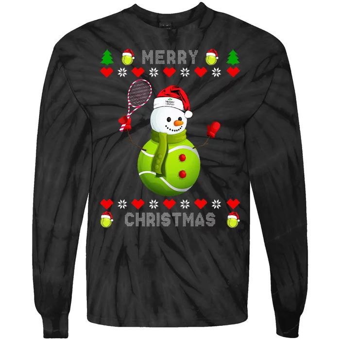 Merry Christmas Tennis Ugly Christmas holiday Tie-Dye Long Sleeve Shirt