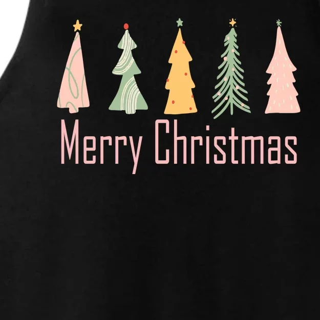 Merry Christmas Trees Cute Holiday Ladies Tri-Blend Wicking Tank