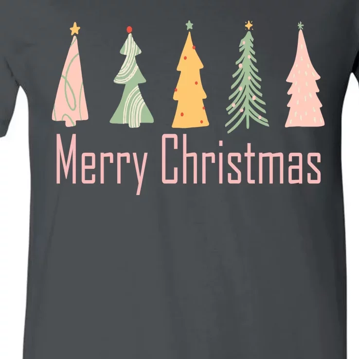 Merry Christmas Trees Cute Holiday V-Neck T-Shirt