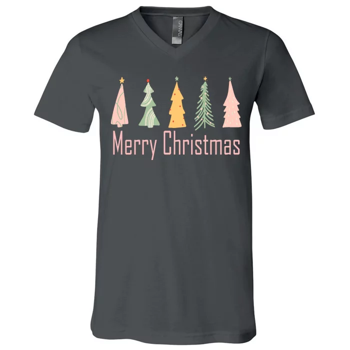 Merry Christmas Trees Cute Holiday V-Neck T-Shirt