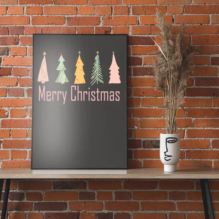 Merry Christmas Trees Cute Holiday Poster