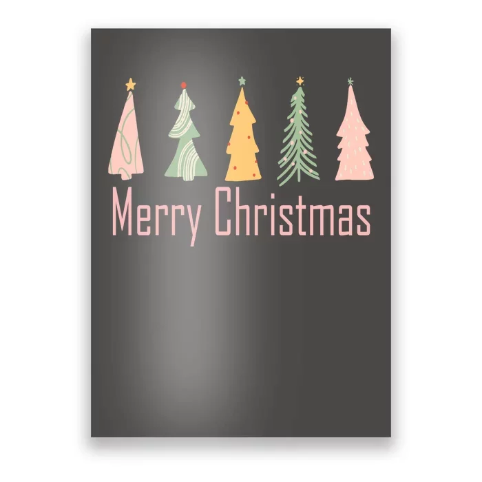 Merry Christmas Trees Cute Holiday Poster