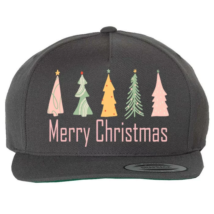 Merry Christmas Trees Cute Holiday Wool Snapback Cap