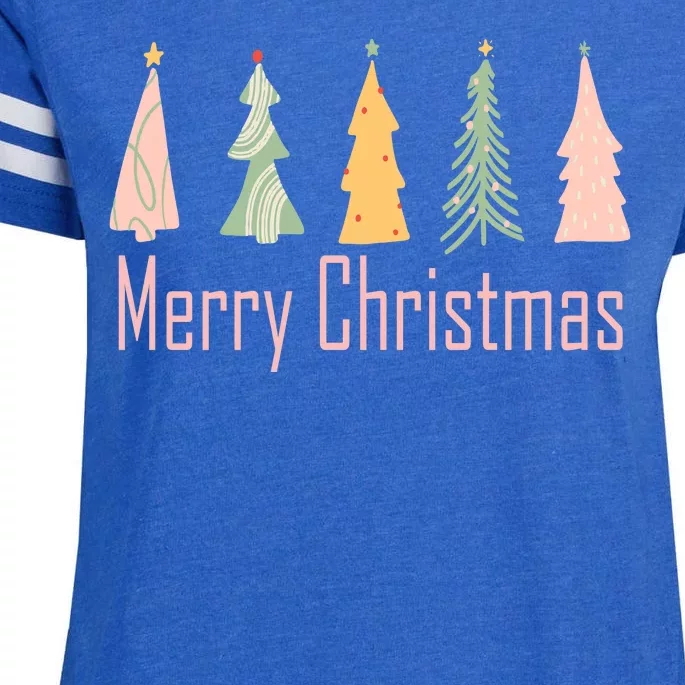 Merry Christmas Trees Cute Holiday Enza Ladies Jersey Football T-Shirt