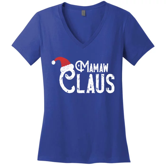 Mamaw Claus Traditional Santa Matching Family Christmas Cool Gift Women's V-Neck T-Shirt