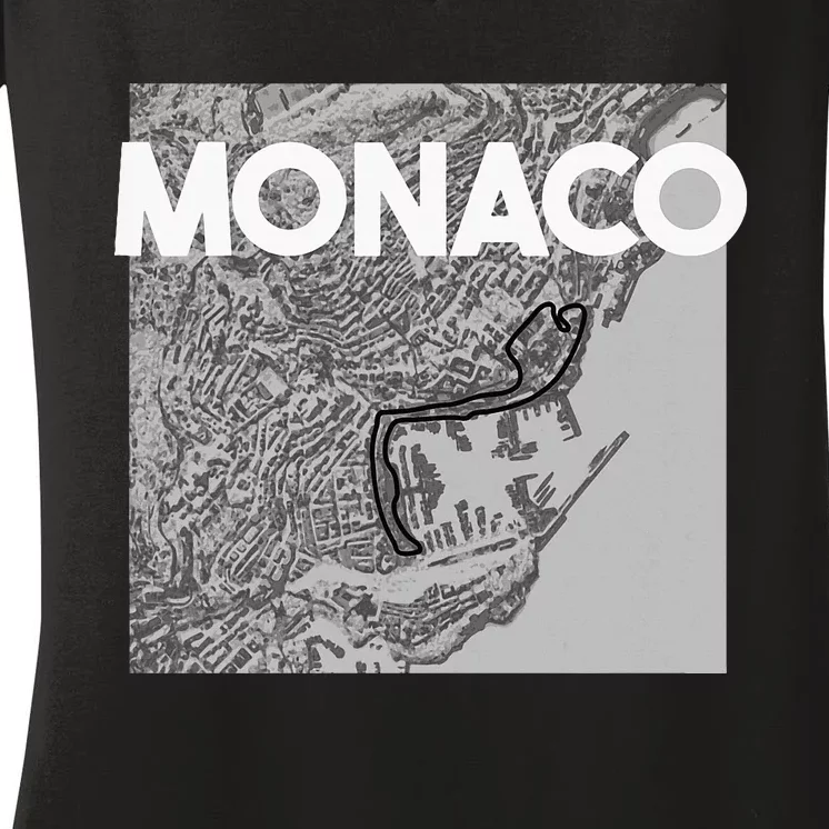 Monaco Circuit Track Layout Women's V-Neck T-Shirt