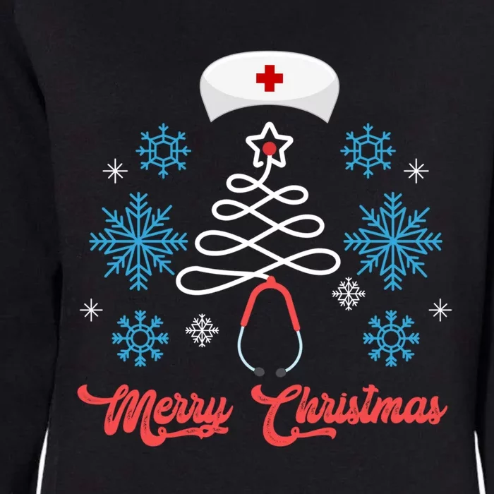 Merry Christmas Tree Stethoscope Nurse Funny Cute Nursing Gift Womens California Wash Sweatshirt