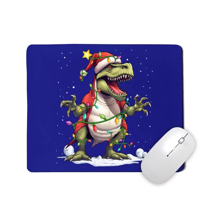 Merry Christmas Trex Snow Xmas Funny Tree Rex Xmas Lights Gift Mousepad