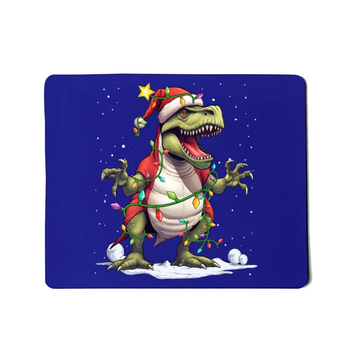 Merry Christmas Trex Snow Xmas Funny Tree Rex Xmas Lights Gift Mousepad