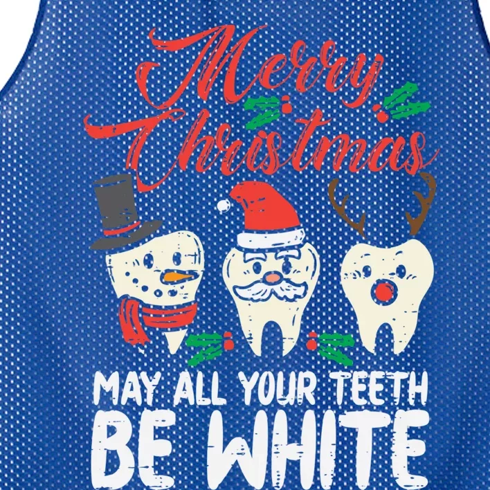 Merry Christmas Teeth Be White Funny Dentist Xmas Dental Funny Gift Mesh Reversible Basketball Jersey Tank