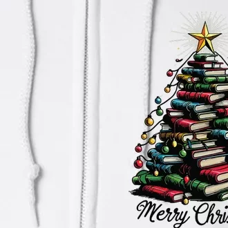 Merry Christmas Tree Love Reading Books Librarian Full Zip Hoodie