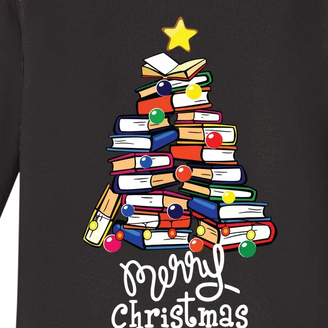 Merry Christmas Tree Shirts Love Reading Books Librarian Nerd Baby Long Sleeve Bodysuit