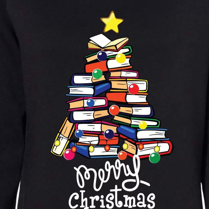 Merry Christmas Tree Shirts Love Reading Books Librarian Nerd Womens California Wash Sweatshirt