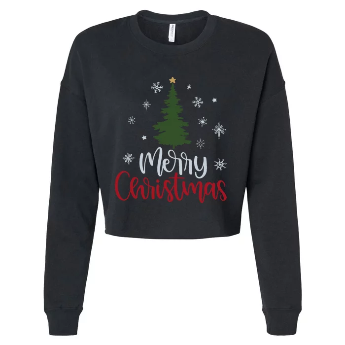 Merry Christmas Tree Christmas For Women Cropped Pullover Crew