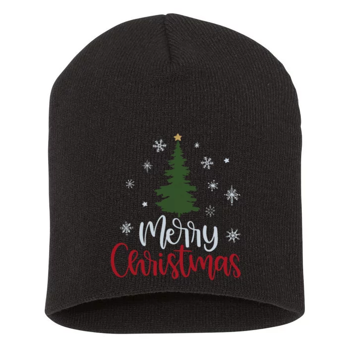 Merry Christmas Tree Christmas For Women Short Acrylic Beanie