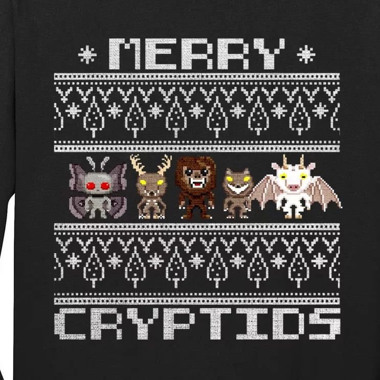 Merry Cryptids Ugly Christmas Bigfoot Mothman Wendigo Long Sleeve Tall Long Sleeve T-Shirt