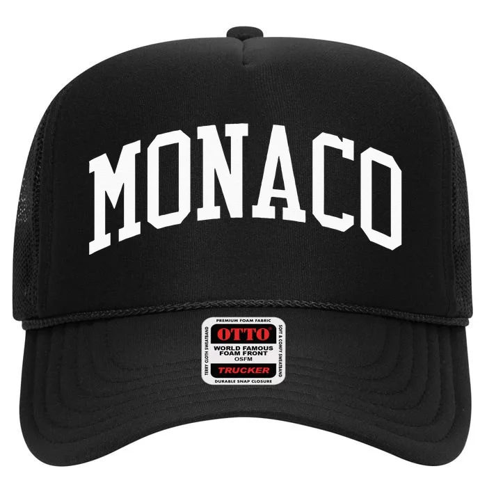 Monaco College University Style High Crown Mesh Trucker Hat