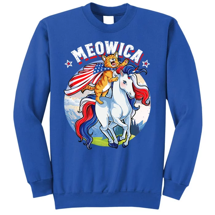 Meowica Cat Unicorn 4th Of July Merica Tall Sweatshirt