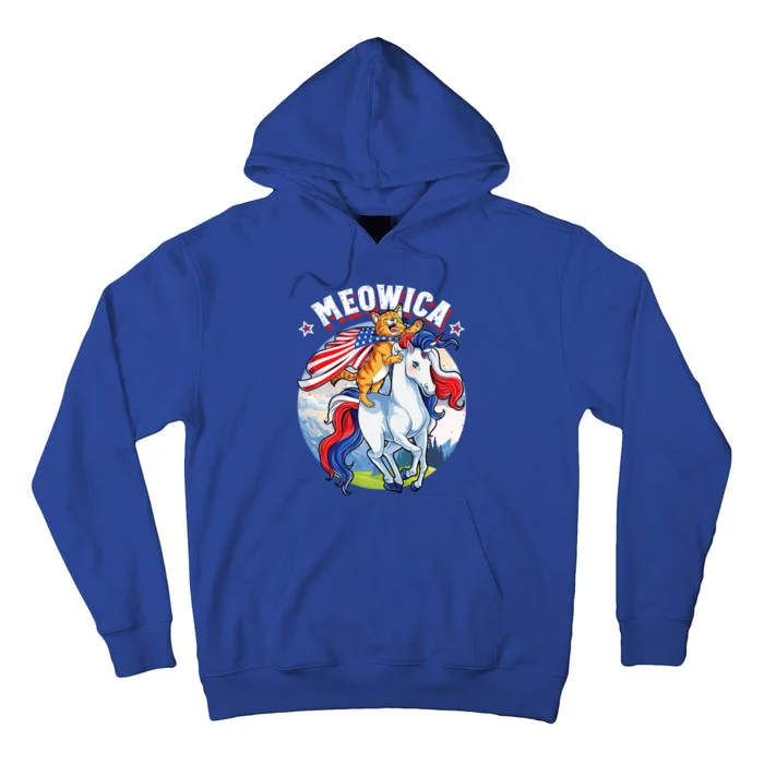 Meowica Cat Unicorn 4th Of July Merica Tall Hoodie