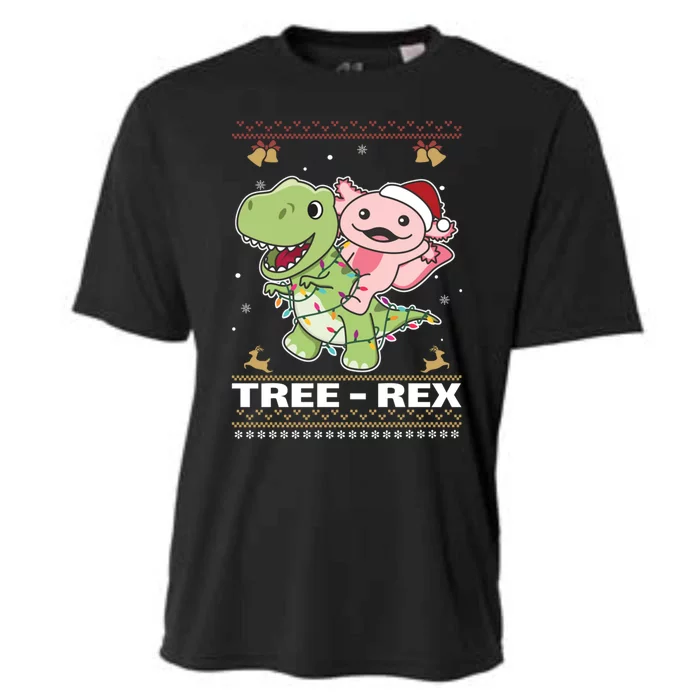 Merry Christmas Ugly Christmas Axolotl Trex Tree Rex Gift Cooling Performance Crew T-Shirt